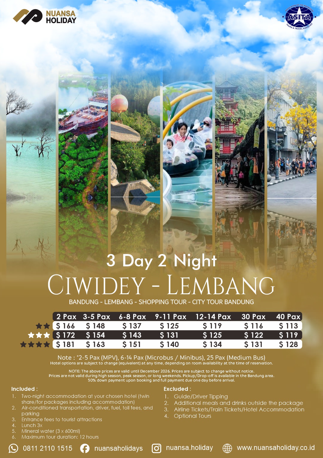 Tour Bandung – Ciwidey – Lembang 3 Days 2 Nights