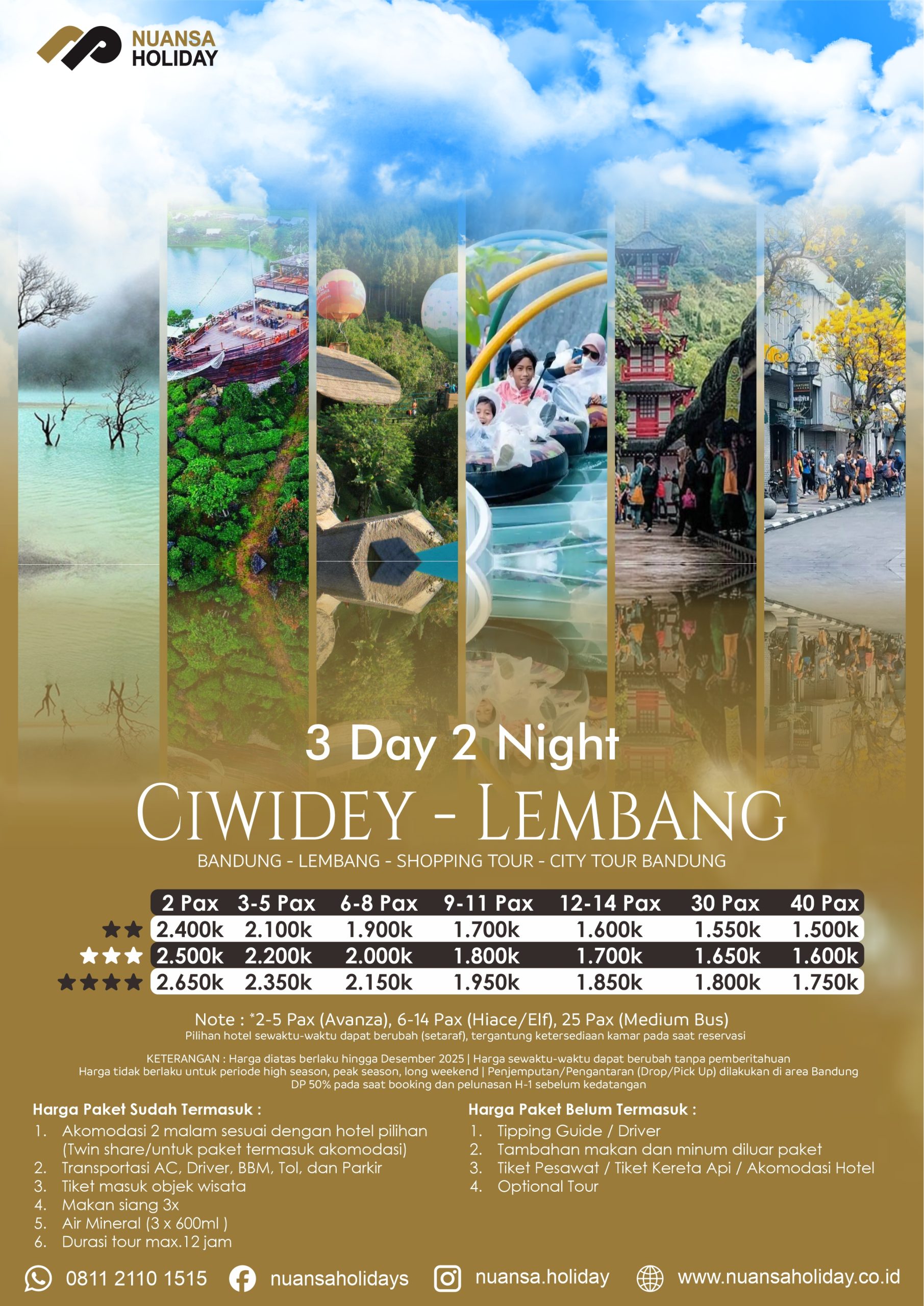 Tour Bandung – Ciwidey – Lembang 3 Days 2 Nights