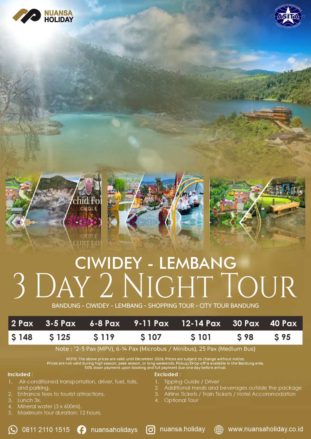 Bandung – Ciwidey – Lembang Tour 3 Days 2 Nights