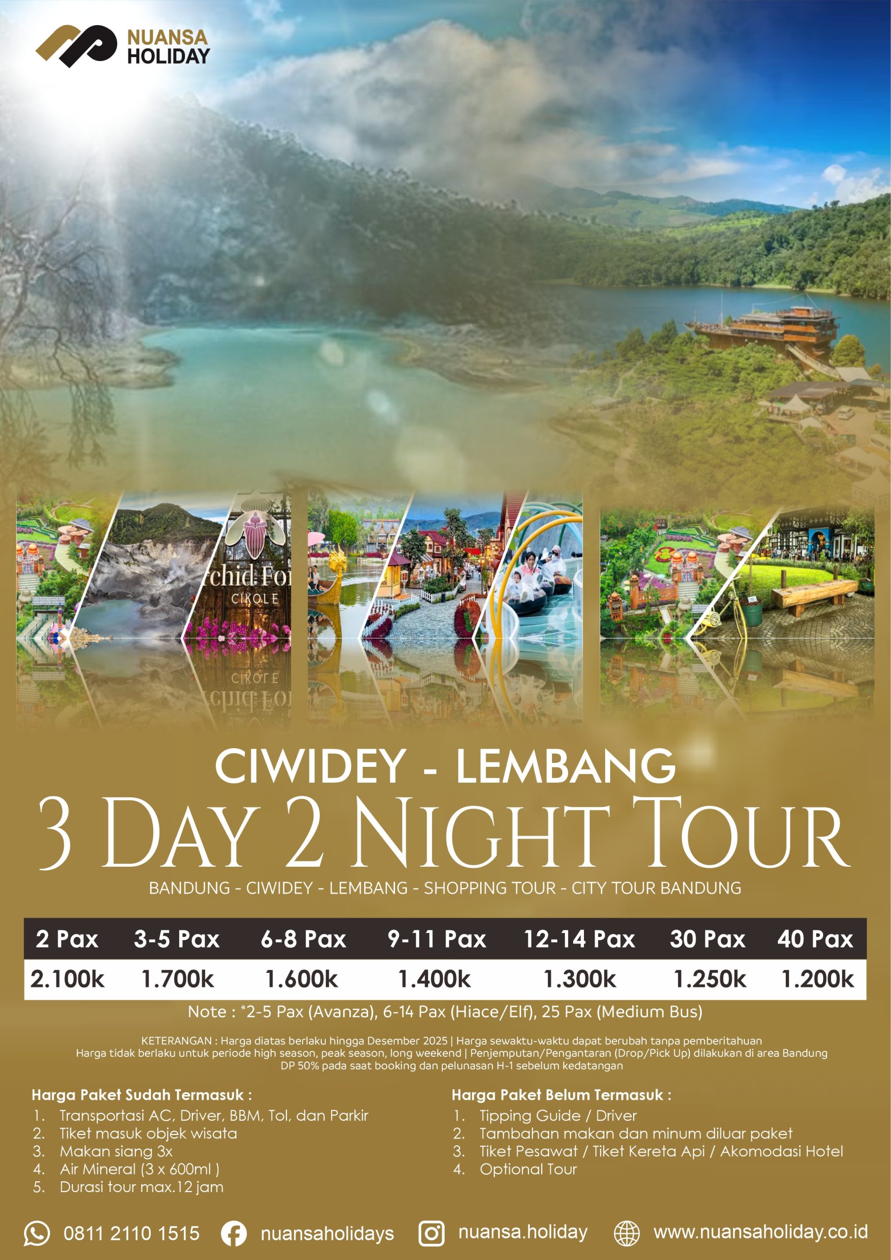 Bandung – Ciwidey – Lembang Tour 3 Days 2 Nights