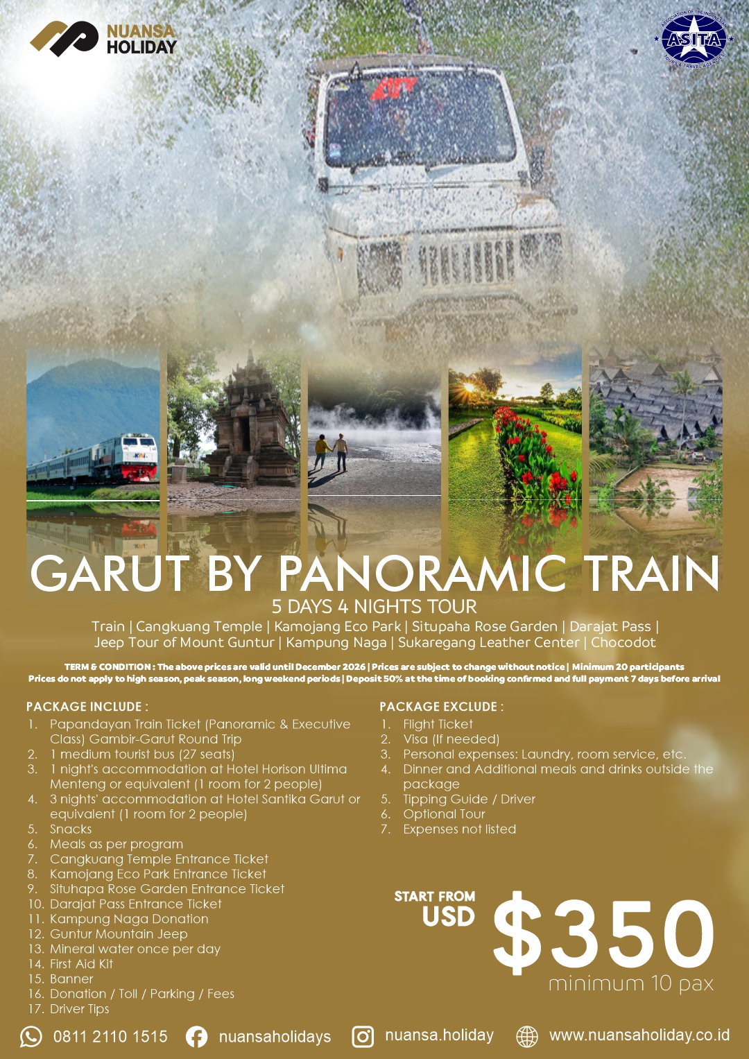 Garut Panoramic Train Tour 5 Days 4 Nights