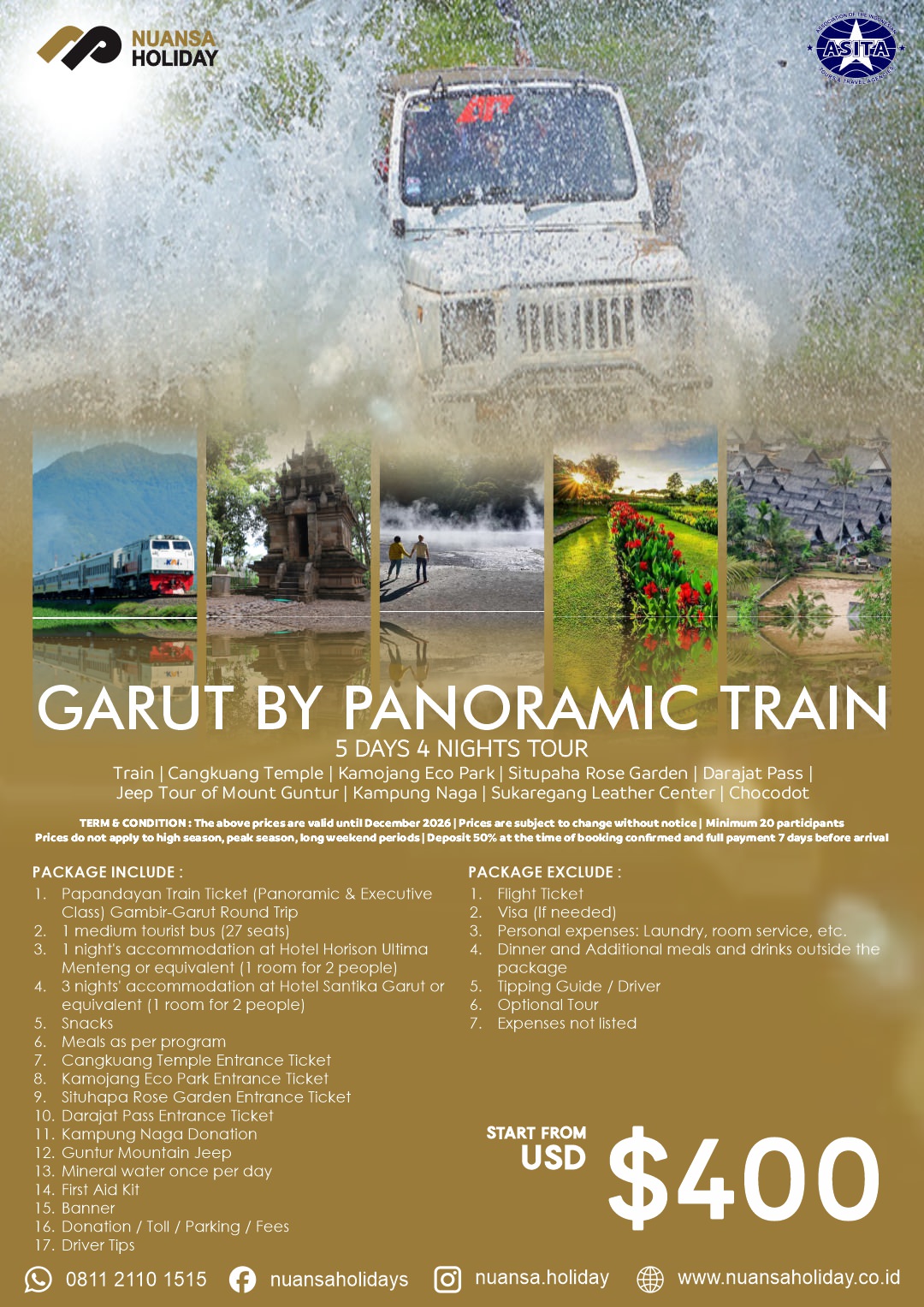 Garut by Panoramic Train 5 Days 4 Nights