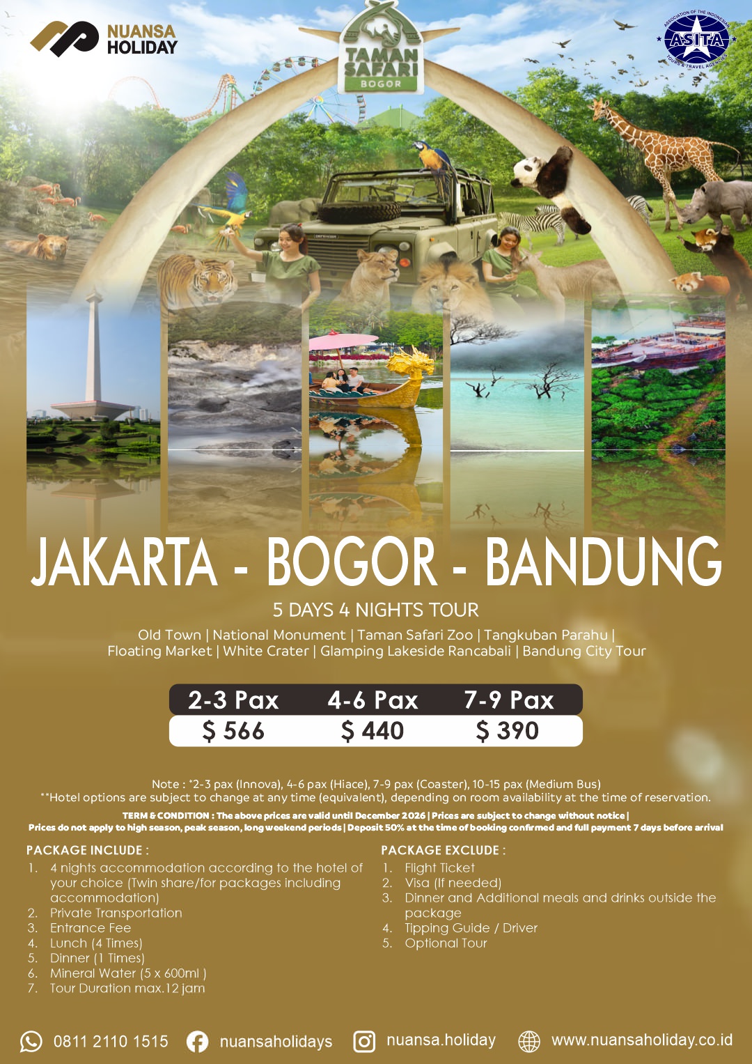 Jakarta Bogor Bandung Tour Package 5 Days 4 Nights