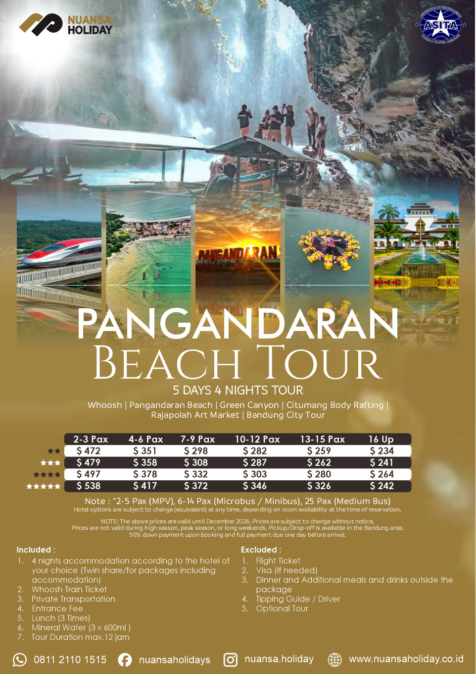 Pangandaran Beach Tour 5 Days 4 Nights